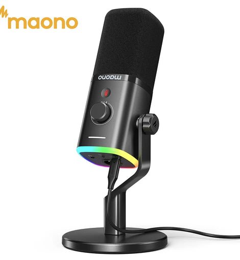 MAONO PD100X Dynamic Microphone. Software Noise Reduction Included. RGB Gaming Mic. Enhances Gaming Experience. Ideal for Record