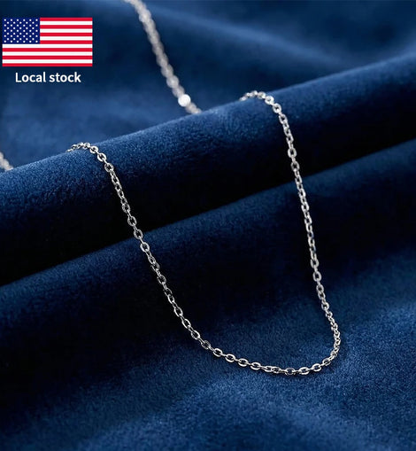 RINNTIN SC06 USA Local Stock Hot Selling 1.2mm Cable Chains Necklace 925 Sterling Silver Necklace Chain With 16,18,20,22,24 Inch