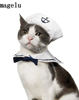 Funny Pet Cat Costumes Cat  Apparel Clothes For Halloween Christmas Cosplay Navy Sailor Costumes Jacket Cloak Dog Accessories