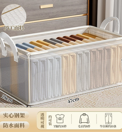 Clothes Storage Box Household Wardrobe Clothes Trousers Fitting Box Transparent Layered Folding Storage Basket Box Free Shipping