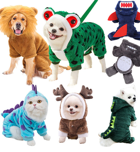 Cross-Border Pet Dog Clothes, Cat Autumn and Winter Four-Legged Cotton Coat, Cartoon Transformation Clothing, Cat Clothing, Dog Clothing Supplies