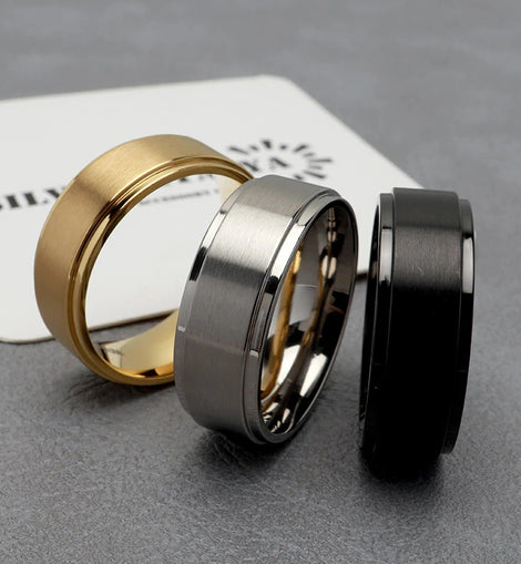 26 Cross-Border Popular Brushed Matte Wedding Rings for Men, 6/8mm Wide, Hot-Selling on Wish and Amazon Independent Sites