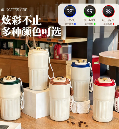 Summer Insulated Stainless Steel Water Cup, Thermos Cup, Coffee Cup, Double-Layer Car Cup, Smart Display Gift Cup, Customizable