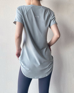 Yoga Clothing Short-sleeved Summer New Mid-length Hip Covering Slimming Quick-drying Top Breathable Fitness Sports T-shirt Women's Thin