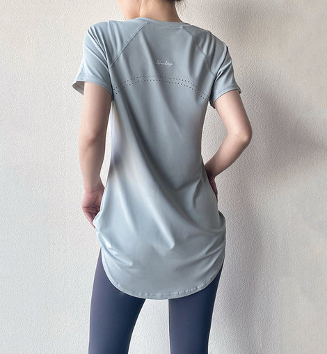 Yoga Clothing Short-sleeved Summer New Mid-length Hip Covering Slimming Quick-drying Top Breathable Fitness Sports T-shirt Women's Thin