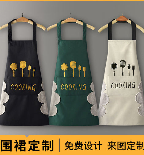 Logo advertising custom apron waterproof and oil-proof pvc kitchen cooking custom waist household a wholesale