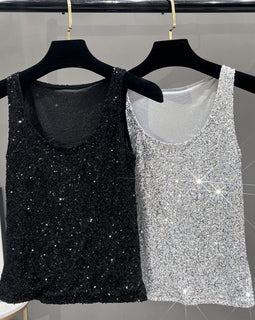 2024 Summer New Arrival Sequin Niche Stylike Camisole Women's Outer Wear Inner Sexy Sleeveless Top Base Shirt