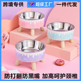 Pet Bowl Anti-overturning Cat Bowl Pet Stainless Steel Dog Bowl Cat Neck Protection High Foot Bowl Dog Food Utensils Cross-border New