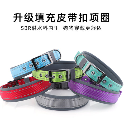 Diving Material Dog Collar Customizable Name Comfortable Neck Sleeve Large and Medium Small Dog Reflective Pet Collar