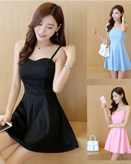 Spring and Summer New Style Fresh Style Princess Dress Slimming Inner Strap dress Nightclub Women's Sling A- line Short Skirt Autumn